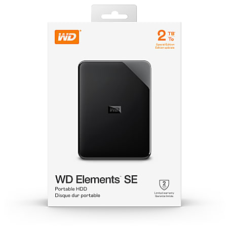 Western Digital Elements SE Portable Hard Drive 2TB Black - Office