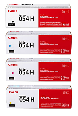 Canon 054H Black Cyan Magenta Yellow High Yield Toner Cartridges