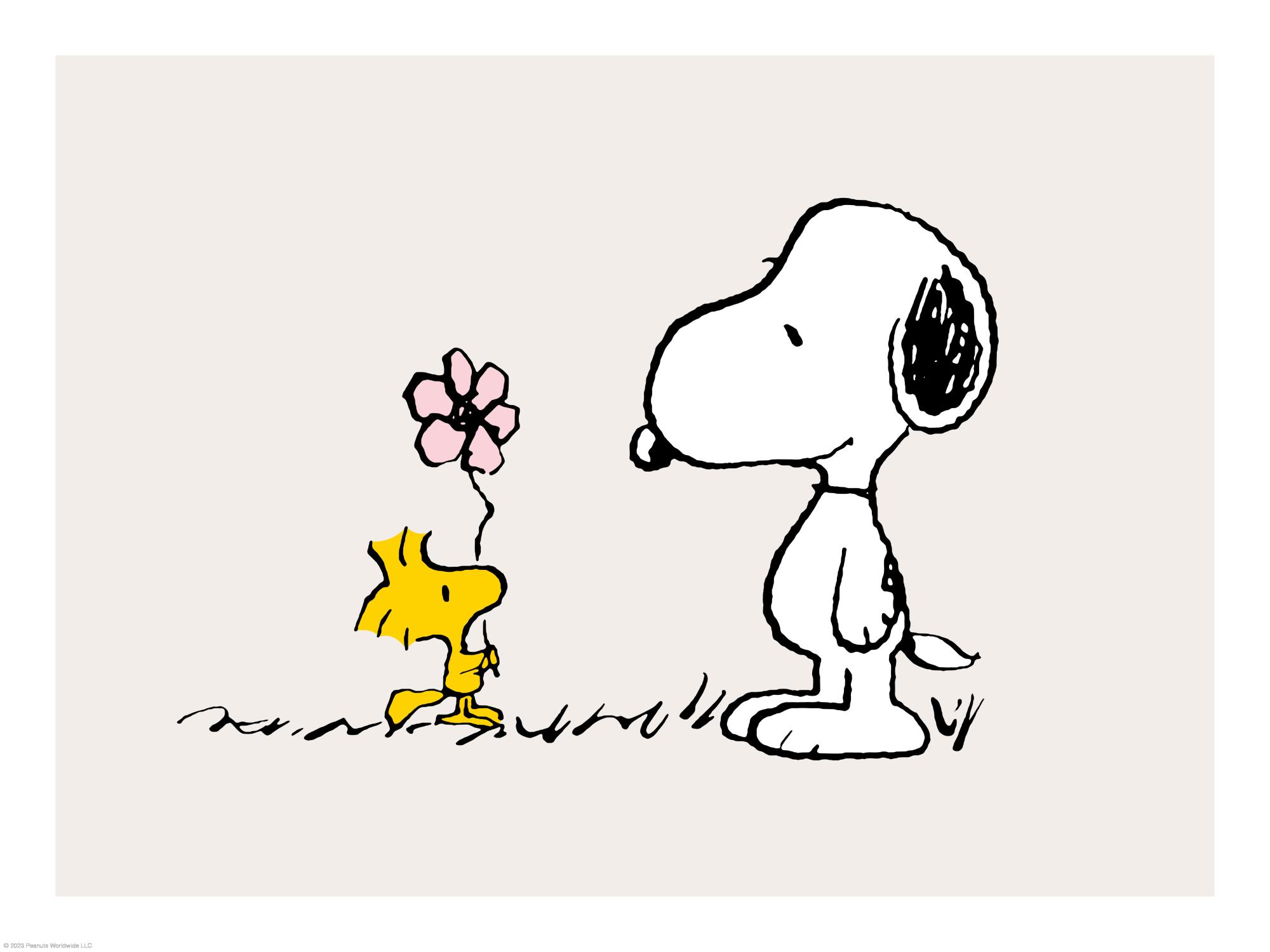 Snoopy and Woodstock 花と友情のイラストポスター | Poster Store JP