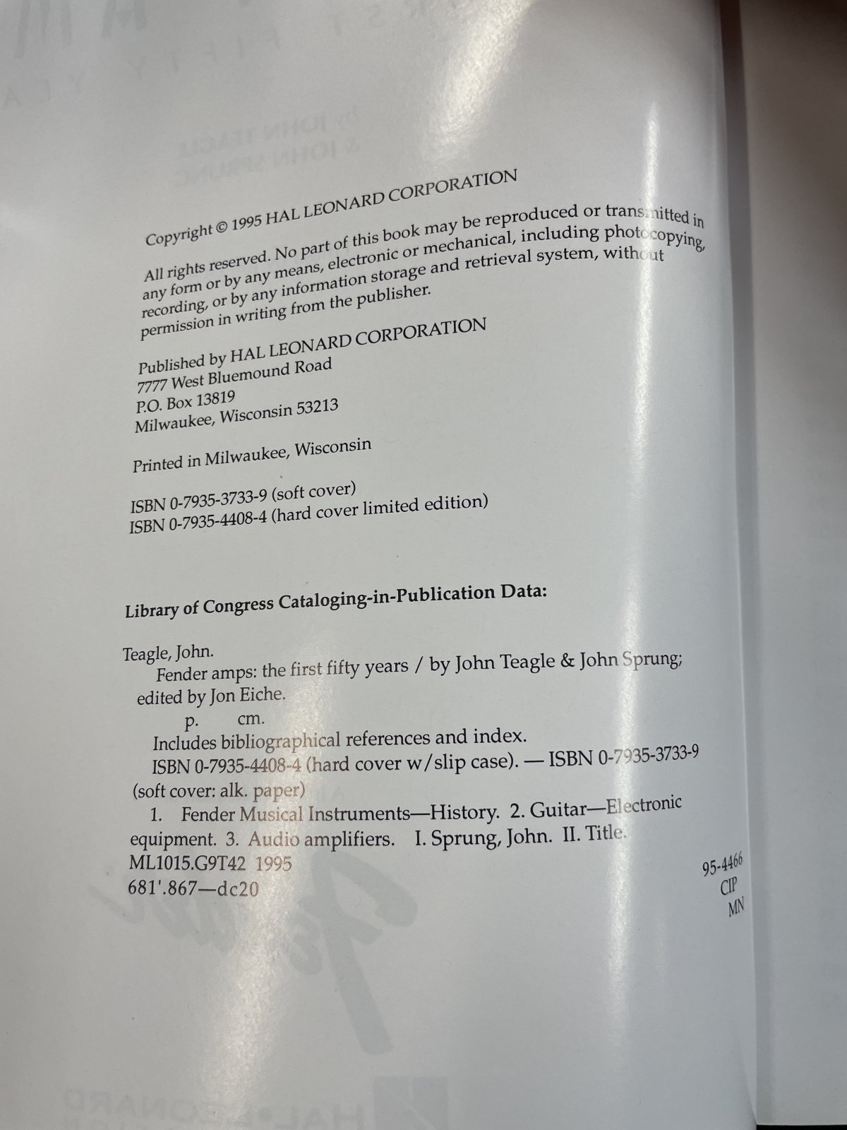 Fender Amps - The First Fifty Years by John Teagle and John Sprung