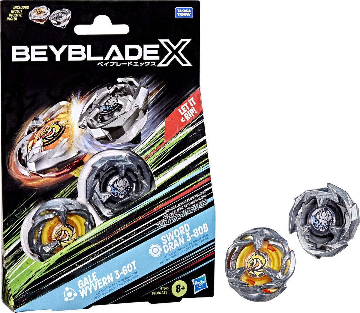 Beyblade X Gale Wyvern 3-60T en Sword Dran 3-80B Duopack-set - Tol