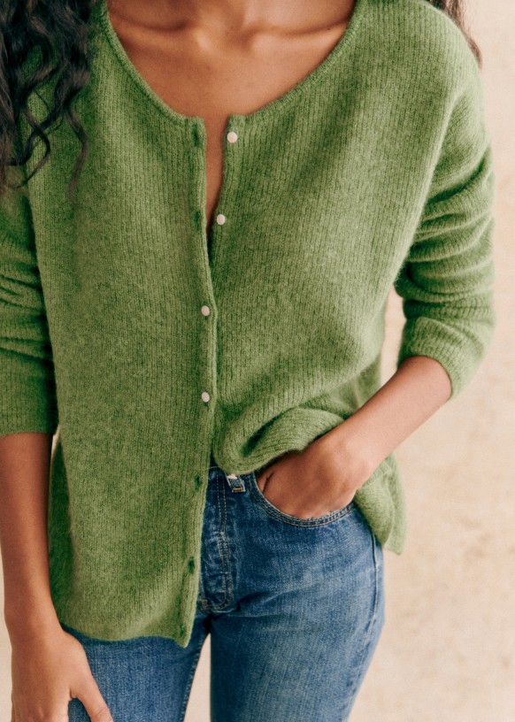 Gaspard Cardigan - Garden Green - Super kid mohair - Sézane