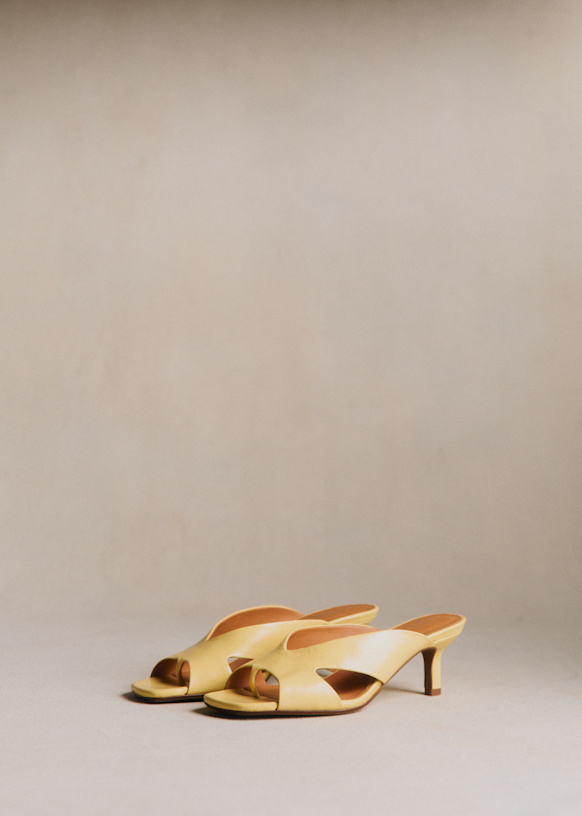 Ingrid ミュール - イエロー ヴィンテージ - ゴートレザー - Sézane