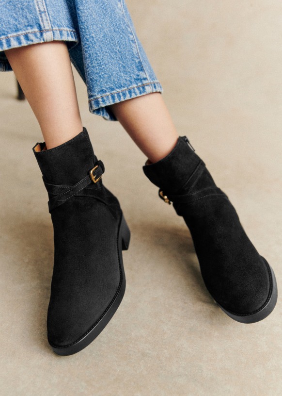 Eloane Low Boots - Black - Bovine leather - Sézane