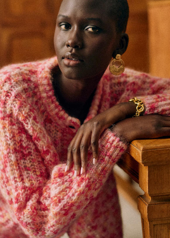 Emile Cardigan - Multicoloured Pink Orange - Merino Wool - Sézane