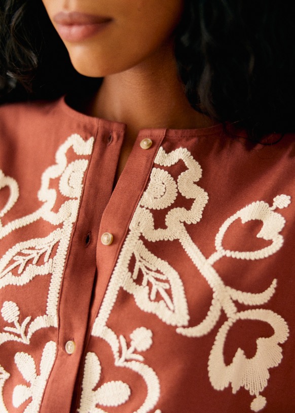 Felicianne Shirt - Ecru/Chambray - Sézane