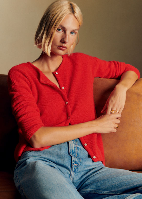 Gaspardカーディガン - レッド - スーパーキッドモヘア - Sézane