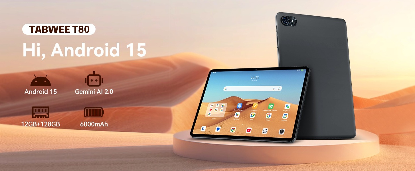 TABWEE Tablet 2025 Latest Android 15 Tablets T80, 10.5 inch Tablet
