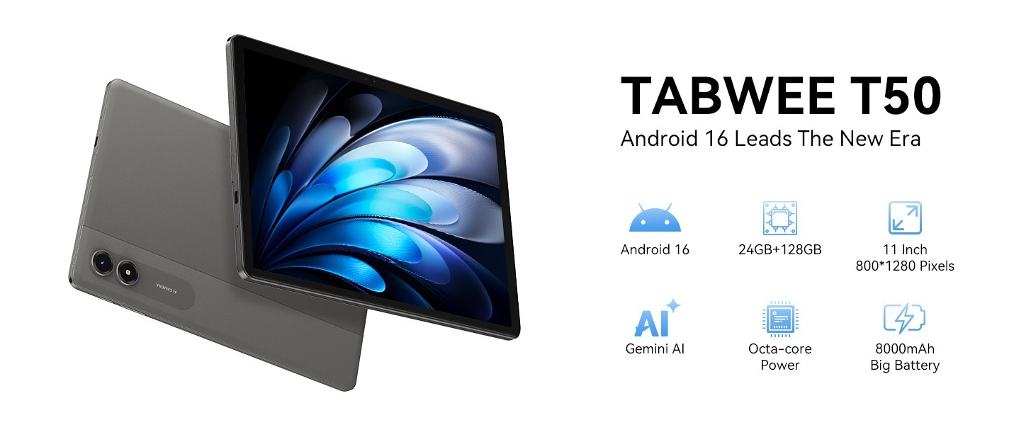 Android 16 AI Tablet,11 Inch Tablet with 24GB RAM 128GB ROM,Octa