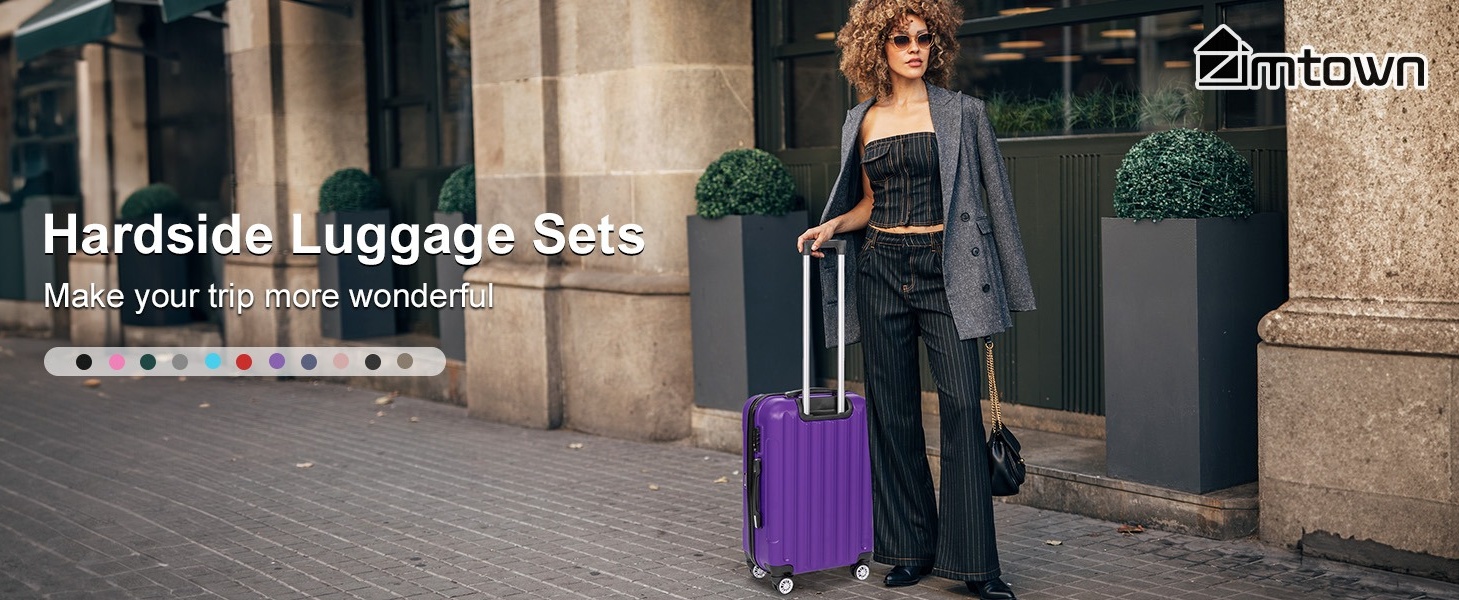 Zimtown 3 Piece Hardshell Luggage Set, Lightweight Spinner