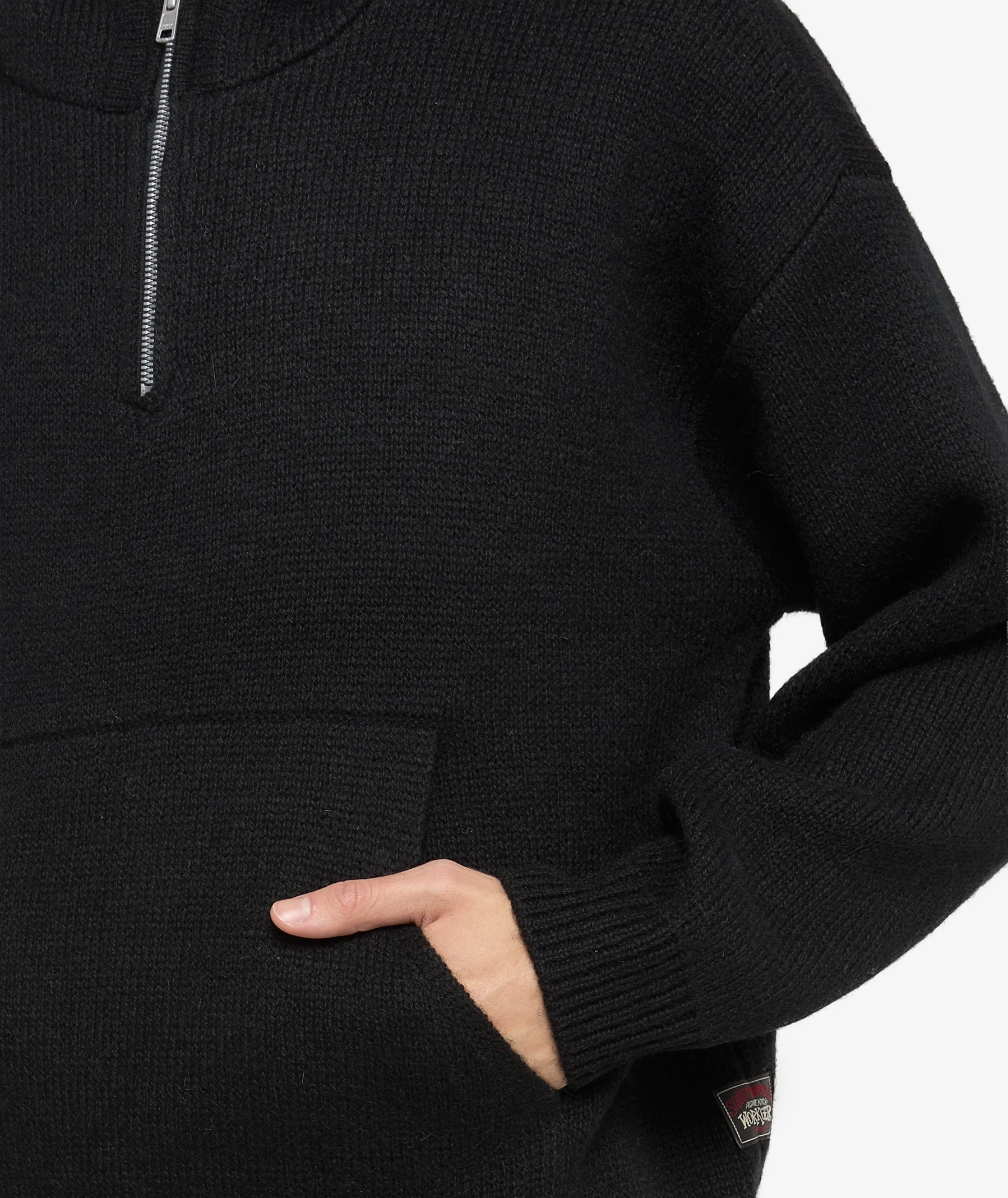 Stüssy Quarter Zip Knit Hoodie | 117278-BLAC | SVD USA