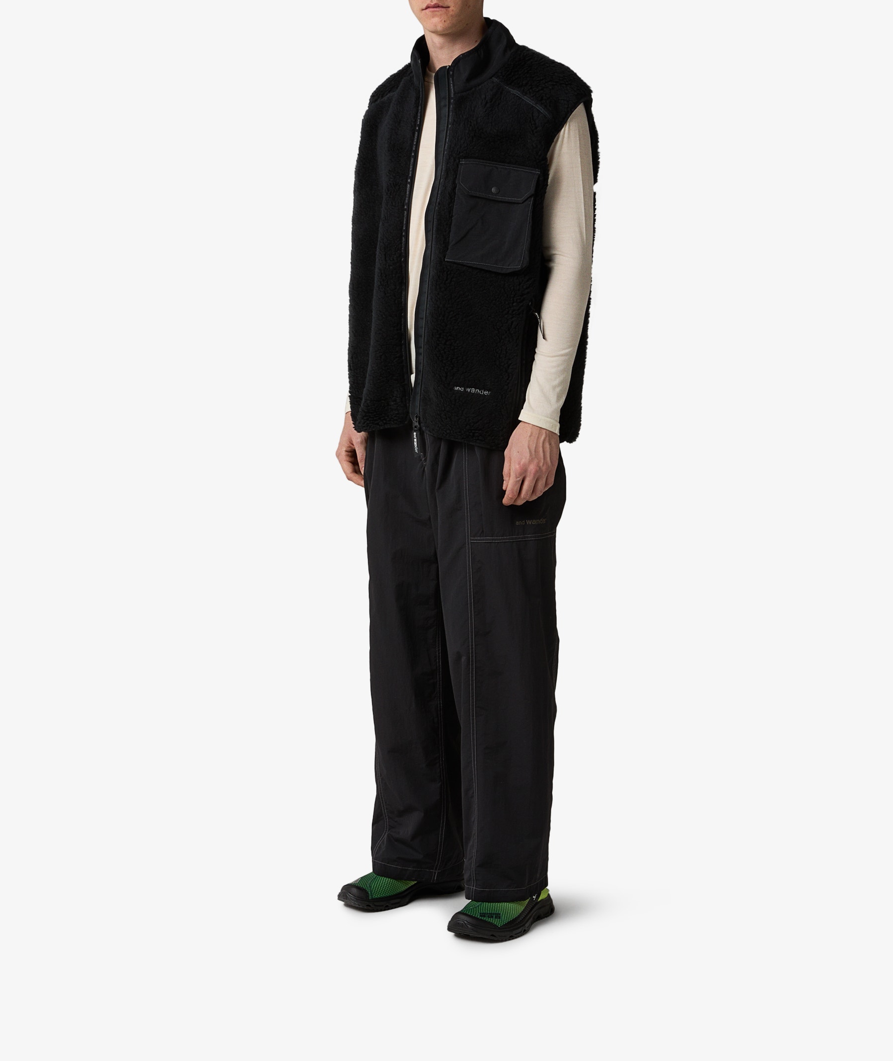 and wander 49 Wool Boa Vest in Black | SVD USA