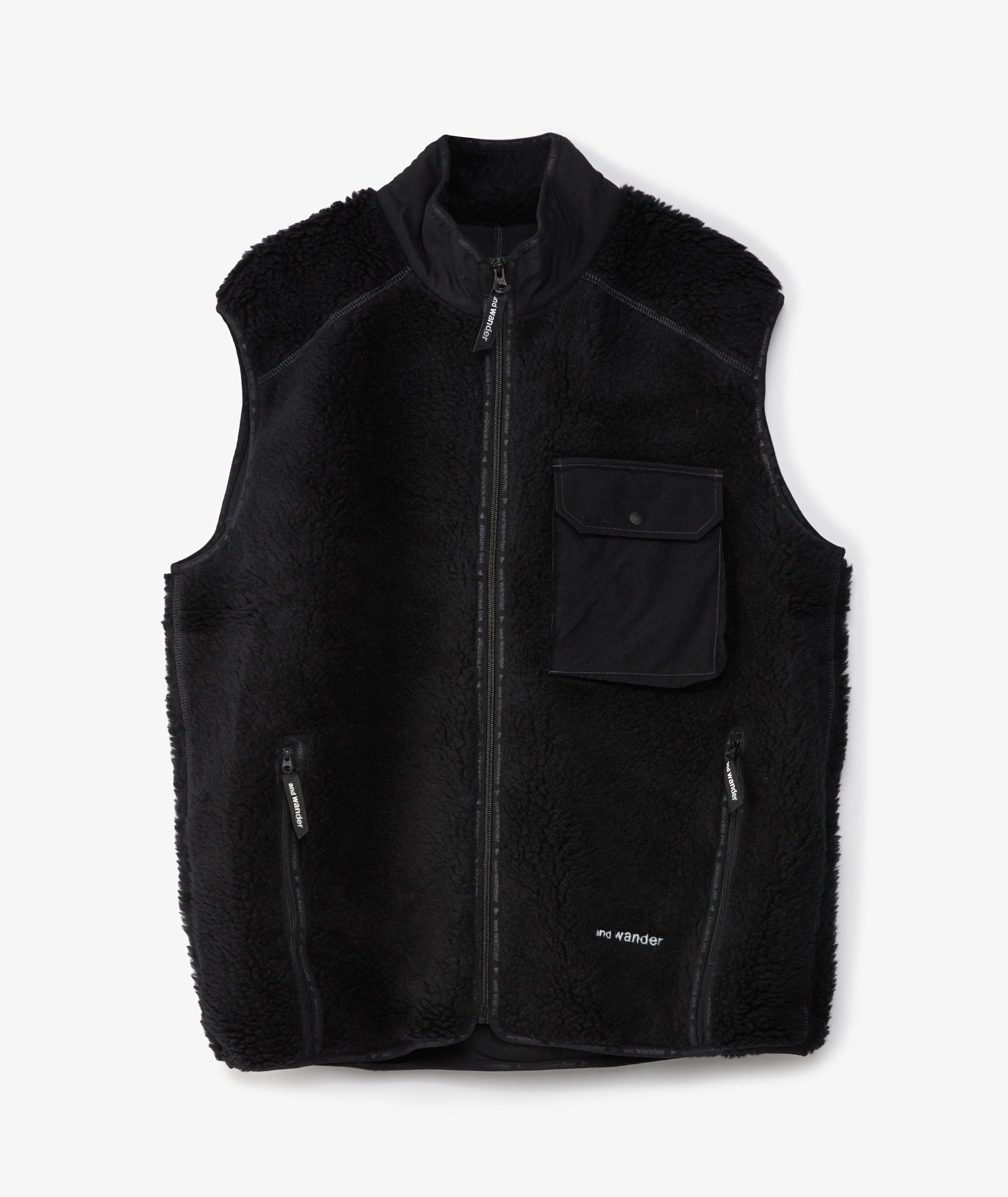 and wander 49 Wool Boa Vest in Black | SVD USA