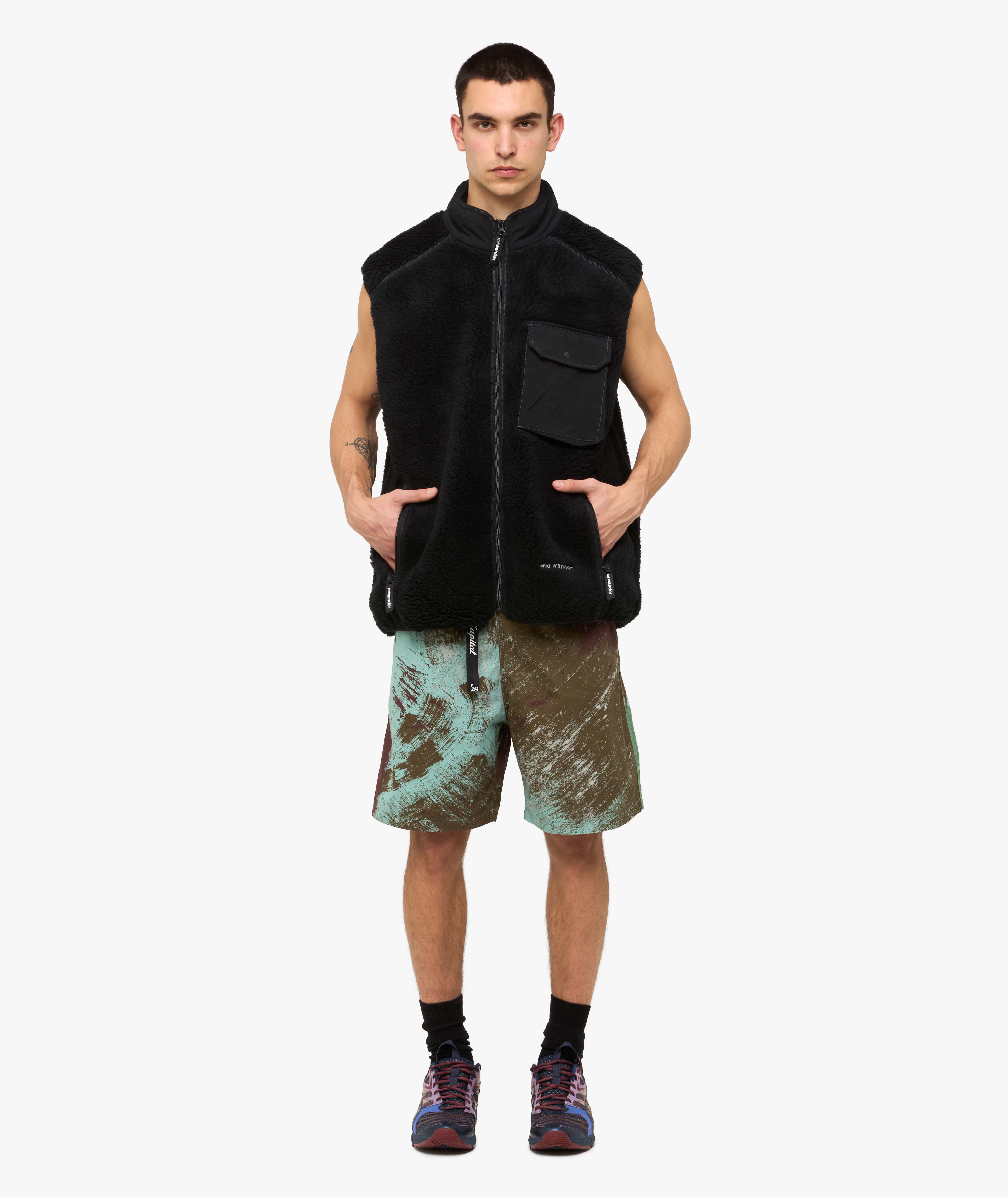 and wander 49 Wool Boa Vest in Black | SVD USA