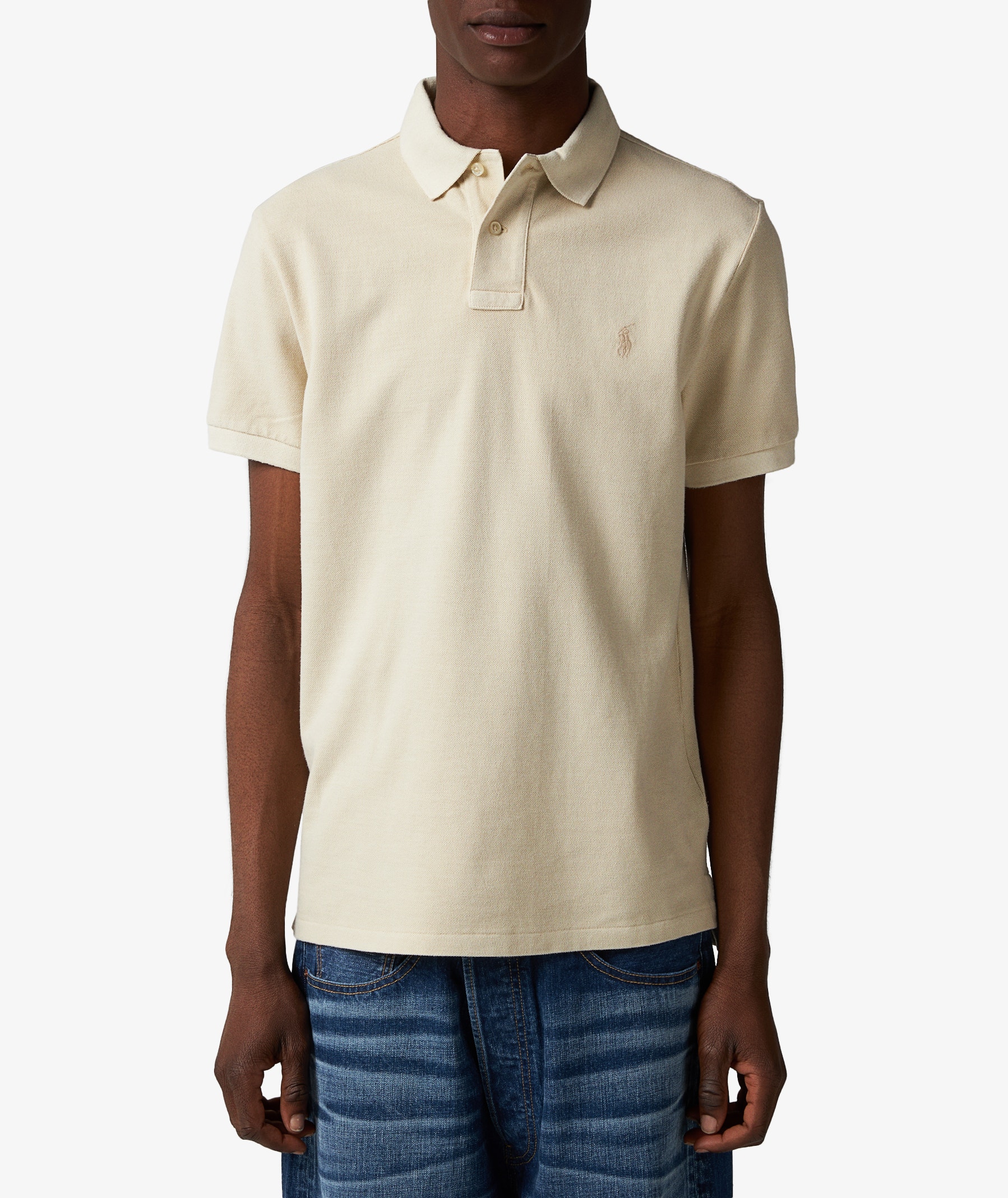 Polo Ralph Lauren Mineral-Dyed Mesh Polo Shirt in Beige | SVD USA