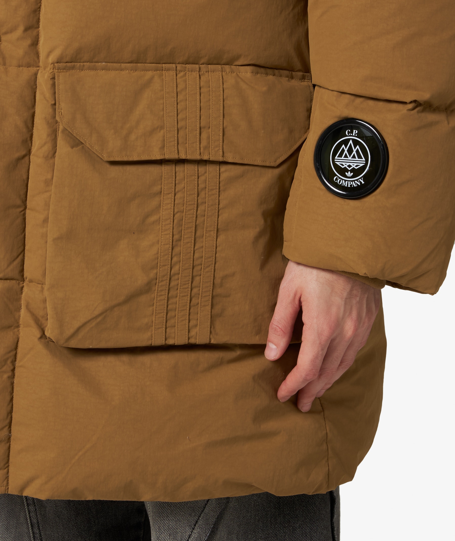 adidas SPZL Puffer Jacket x C.P. Company in Brown | SVD USA