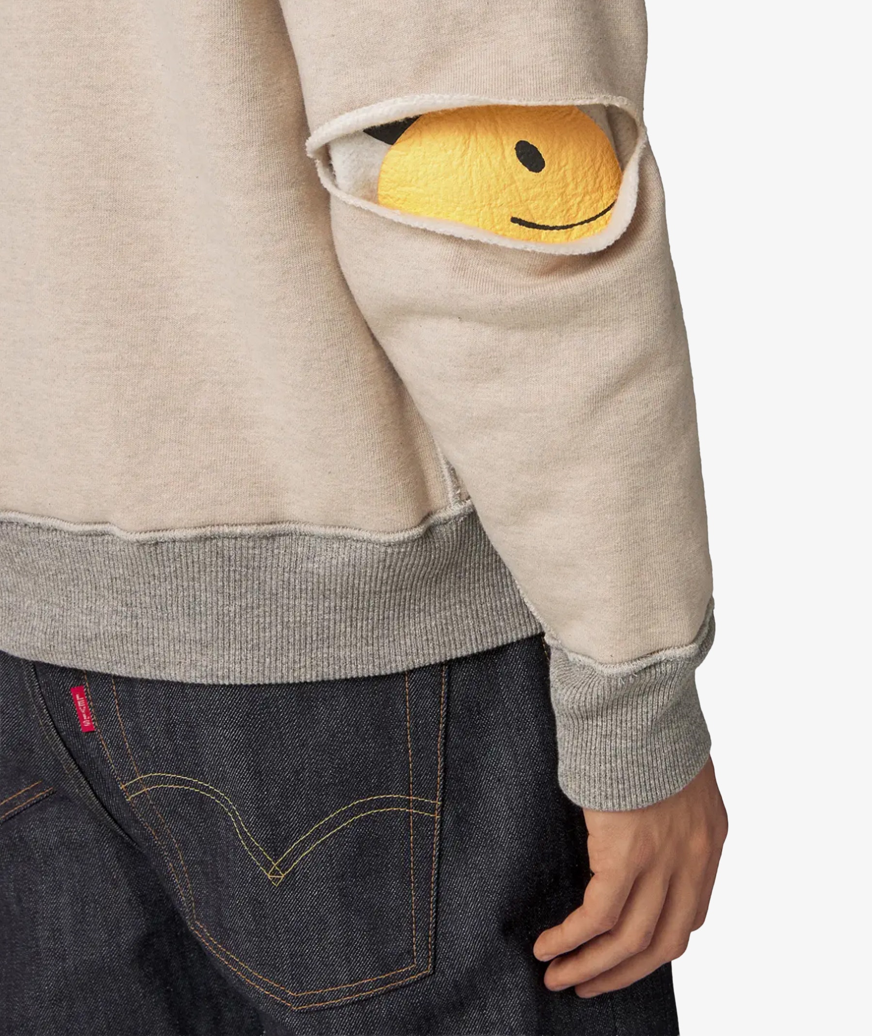 KAPITAL Reversible Elbow-Rip Coneybowy Crewneck in Gray | SVD USA