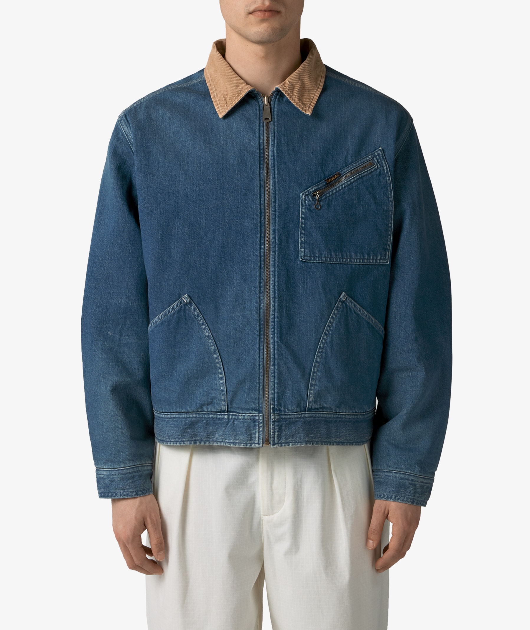 KAPITAL 11.5oz Denim Reversible Zip-Up Work Jacket in Blue | SVD USA