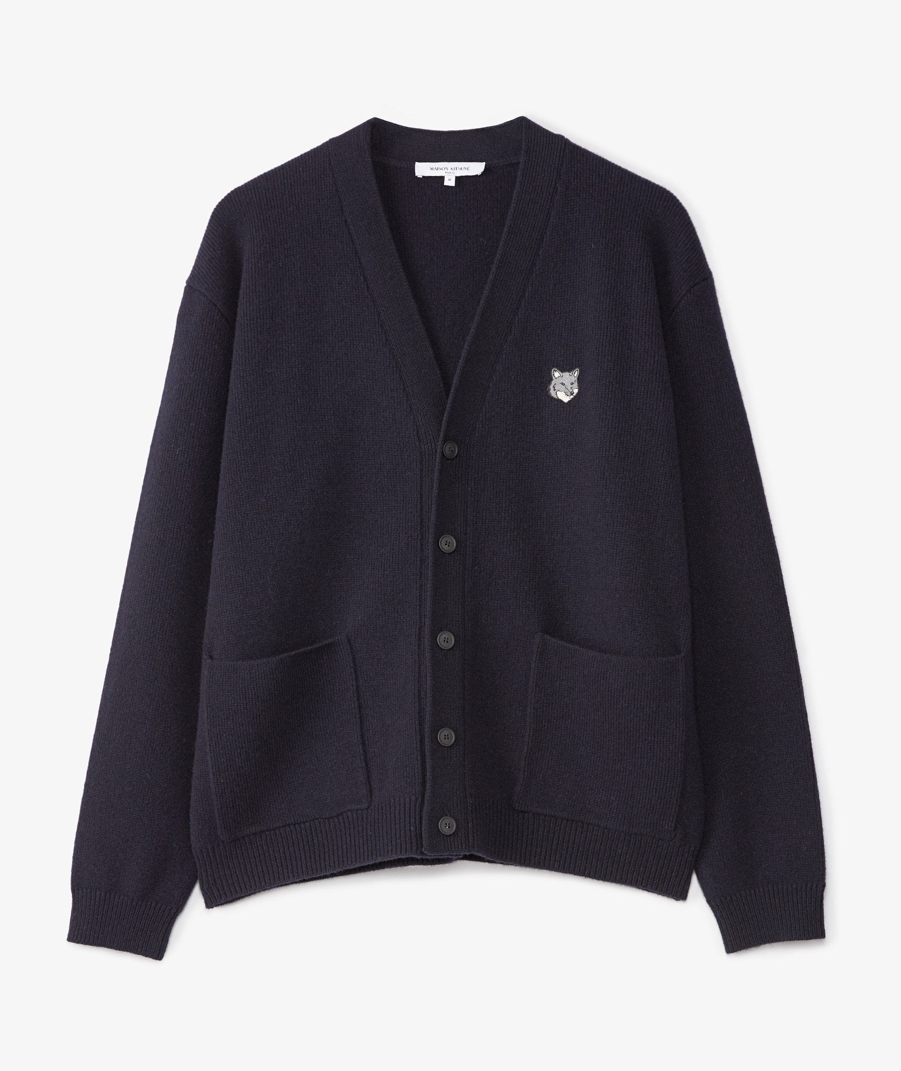 MAISON KITSUNÉ Fox Head Milano Lambswool Cardigan | Classic Navy