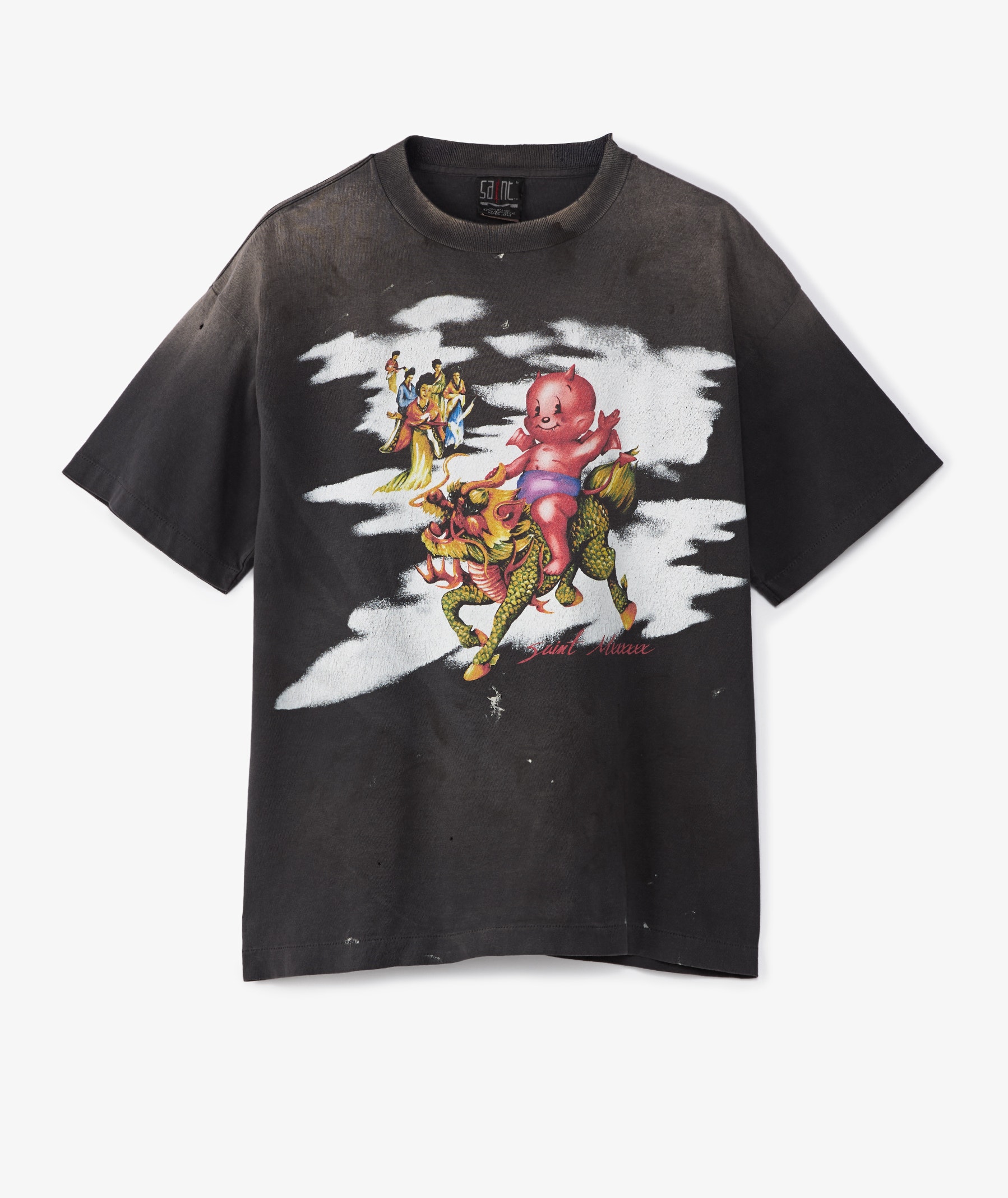 SAINT Mxxxxxx Damaged T-Shirt | Charcoal | SVD USA