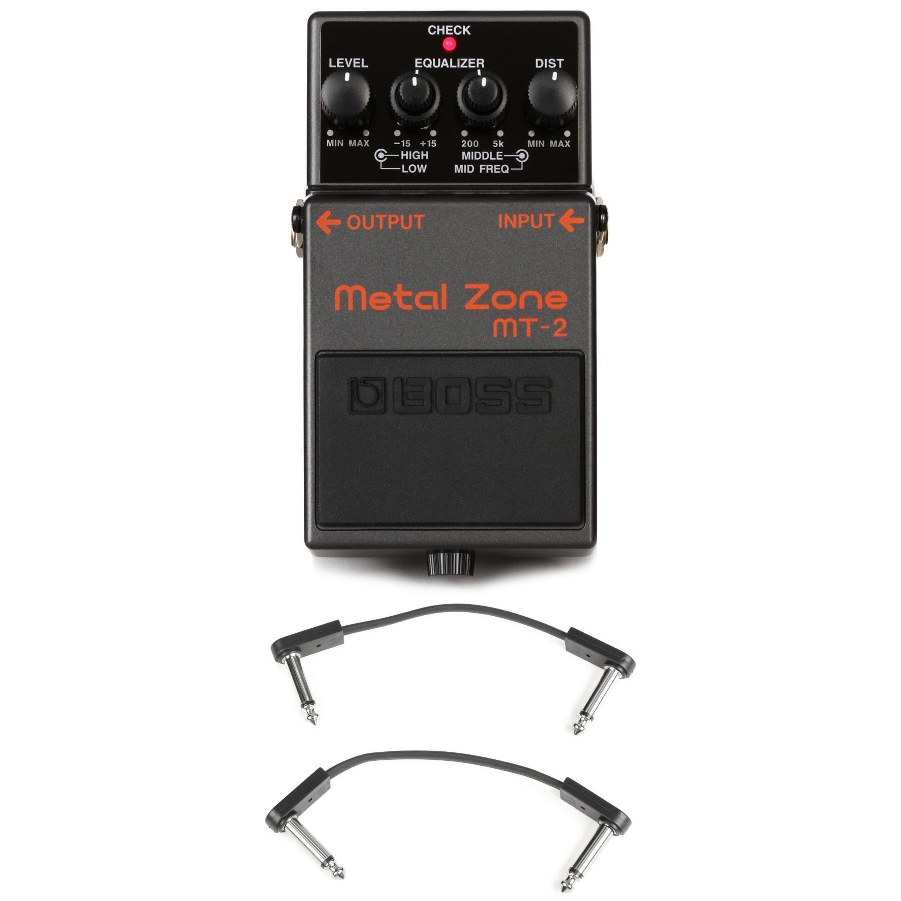 Boss MT-2 Metal Zone Distortion Pedal with EBS Patch Cables