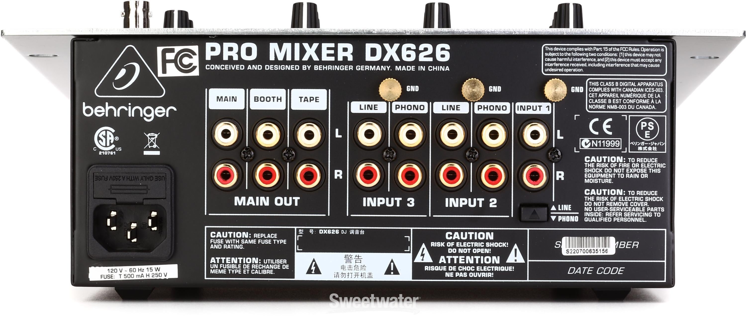 Behringer Pro Mixer DX626 3-channel DJ Mixer Reviews | Sweetwater