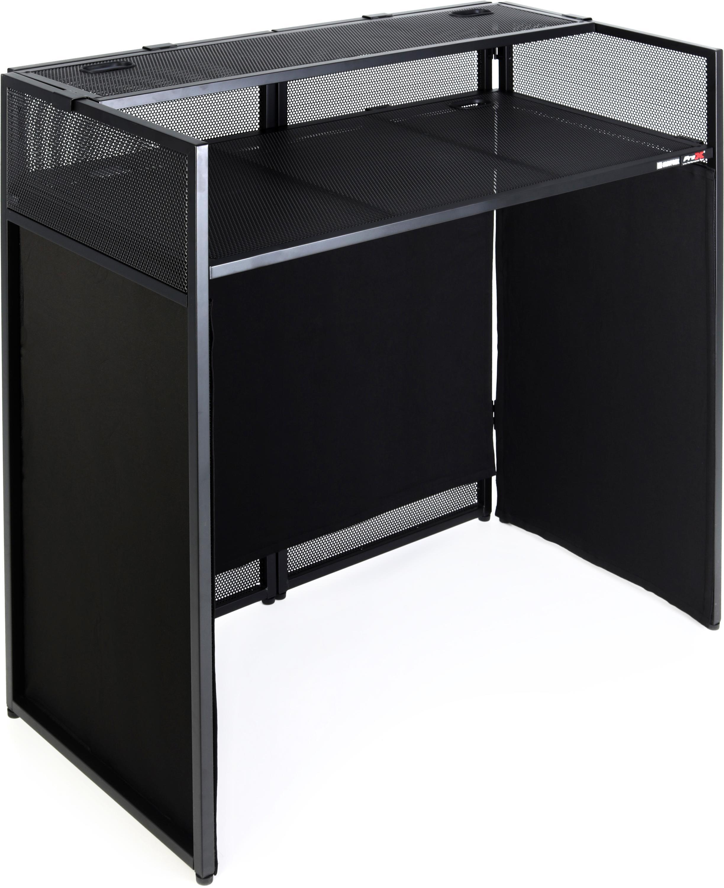 ProX Vista DJ Booth and Workstation with Scrim Kit - Black