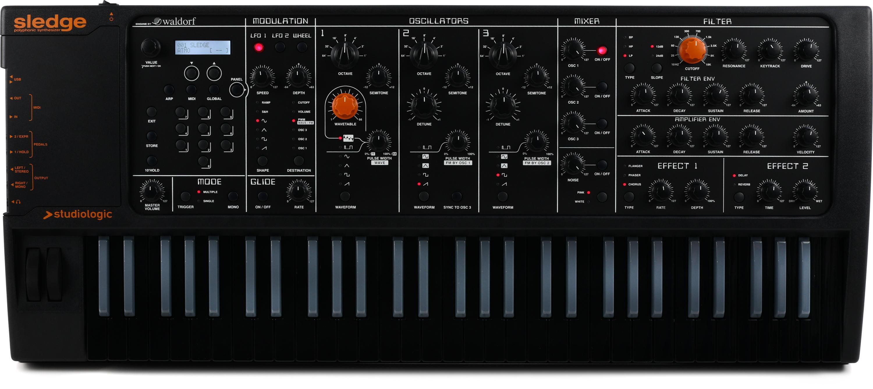 Studiologic Sledge 2.0 Black Virtual Analog Synthesizers | Sweetwater