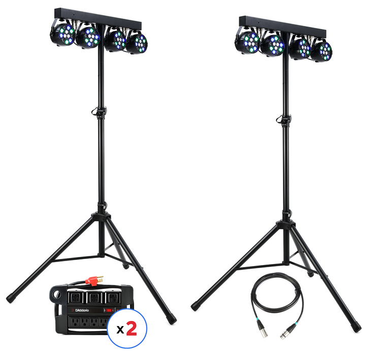 Eliminator Mini Par Bar 4xRGBW Par LED Lighting System Pair Bundle