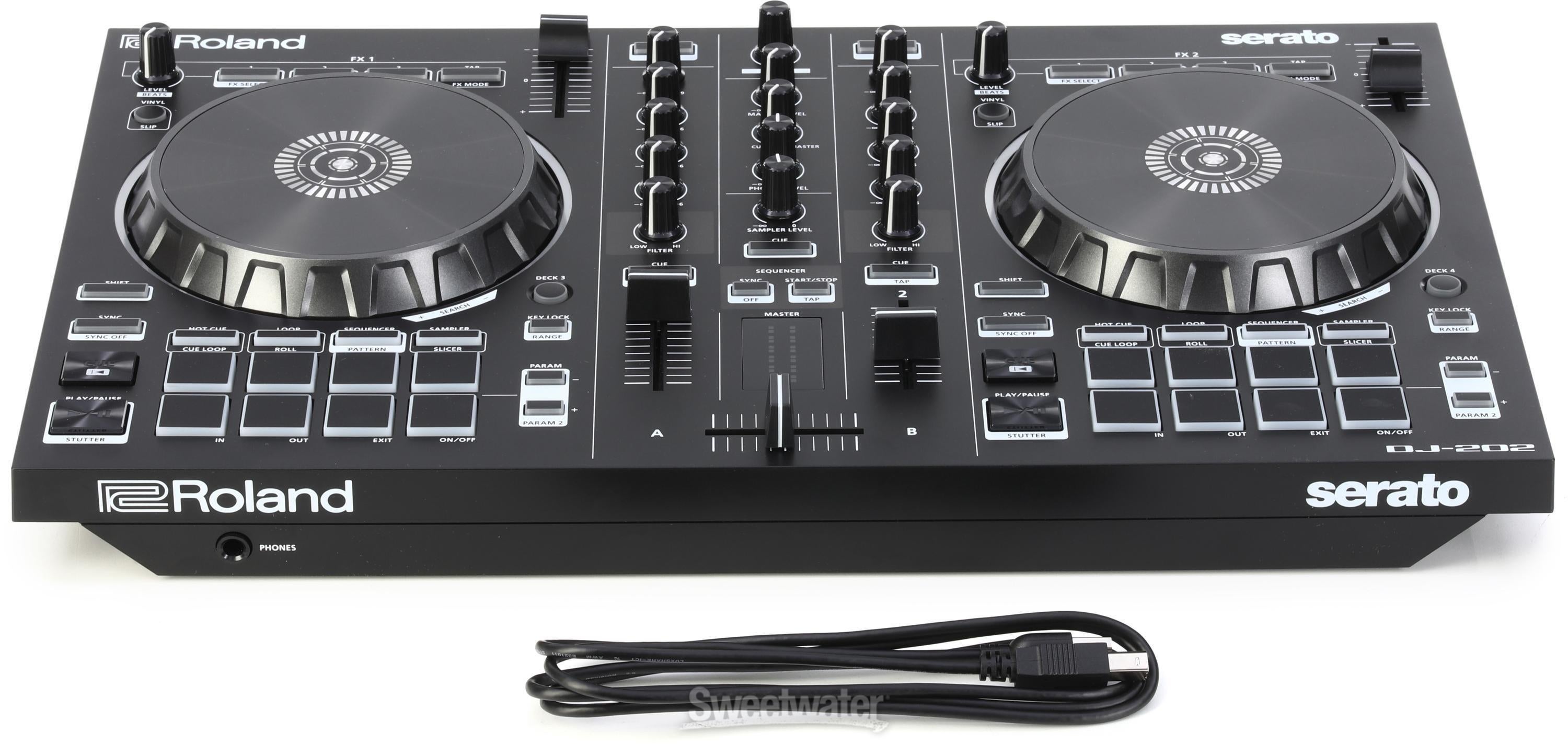 Roland DJ-202 4-deck Serato DJ Controller with Drum Machine