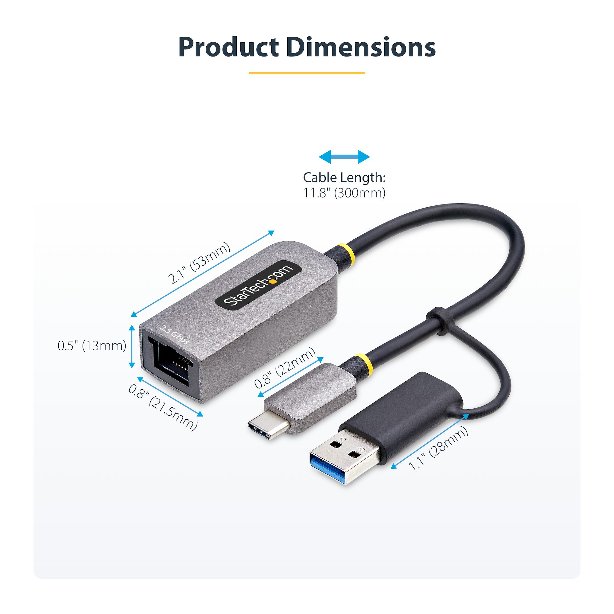 USB有線LANアダプター／USB-C＆A接続／USB 3.2 Gen1／1/2.5Gbps