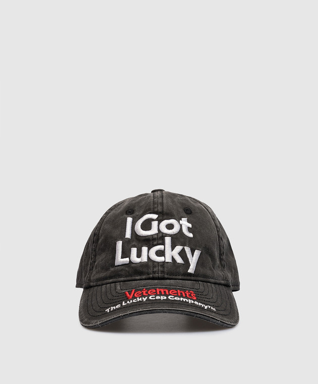 Vetements - Gray cap with embroidery UE54CA160B - shop with