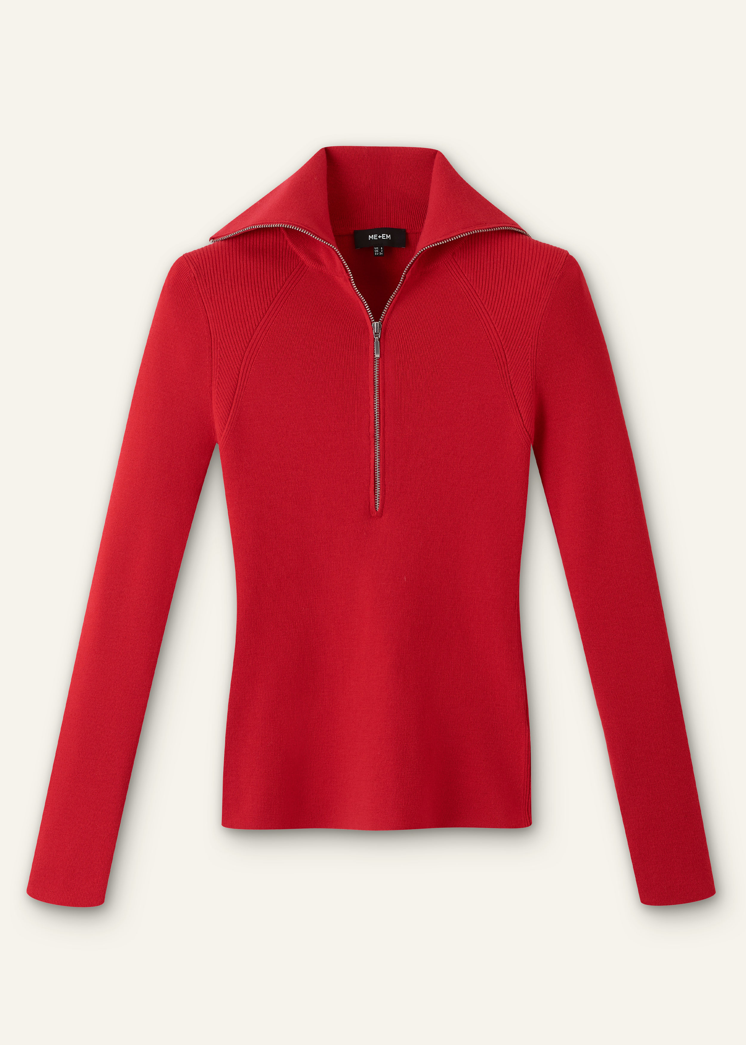 Women's Red Half Zip Sweater | ME+EM