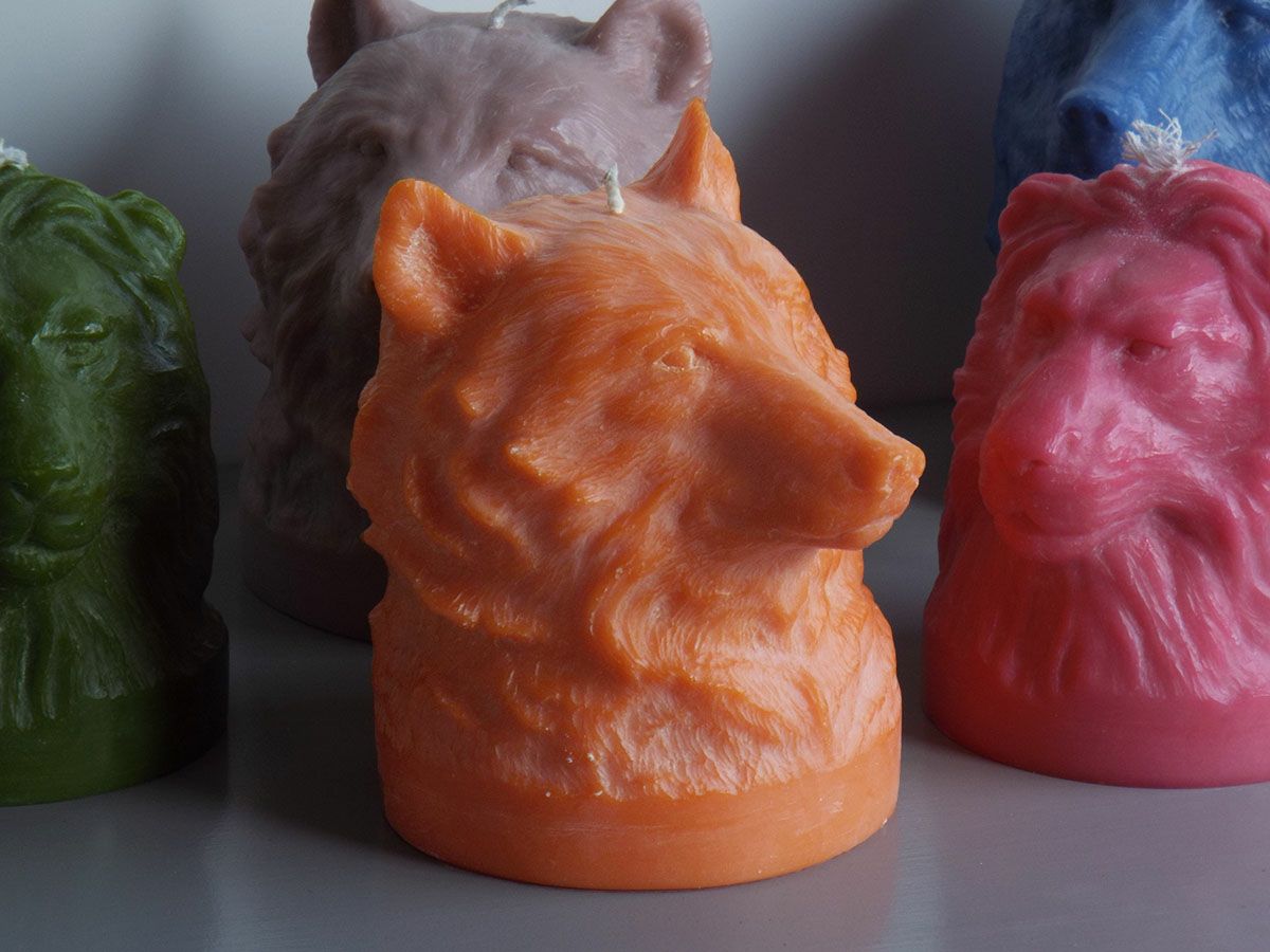 北欧テイストのアニマルキャンドル（ロウソク）・オレンジ｜British