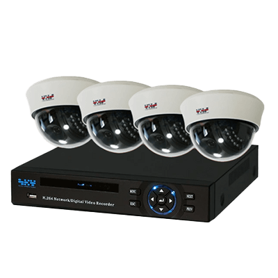 防犯カメラ4台＋録画機セット 200万画素 集音マイク搭載 屋内用ドーム