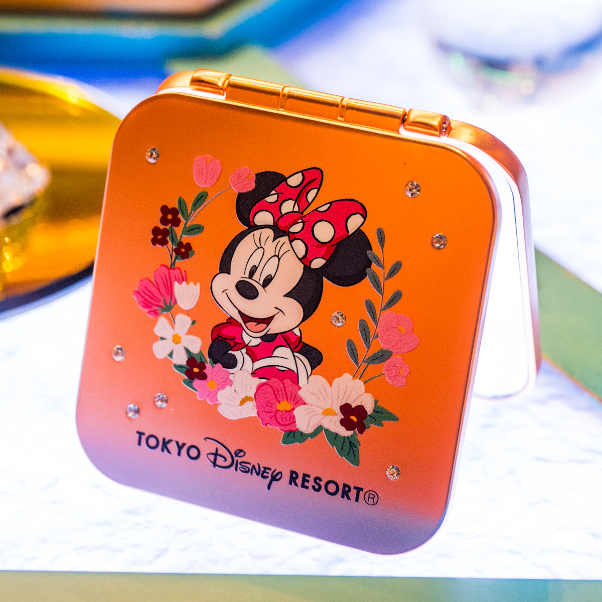 華やかなミニー＆お花デザイン！東京ディズニーランド コンパクトミラー -