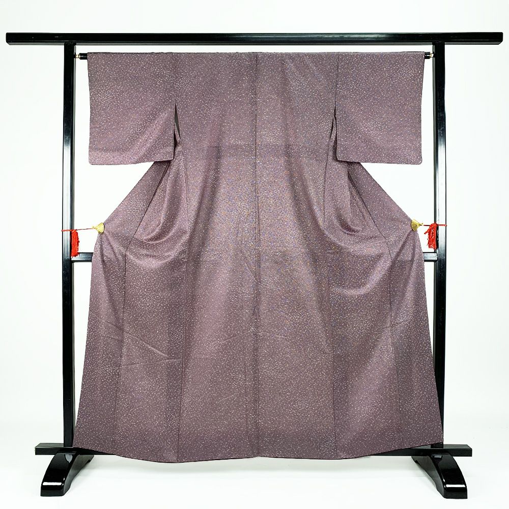 中古）江戸小紋 カジュアル 紫 袷 洒落 鮫にあられ S【身丈】157.5cm