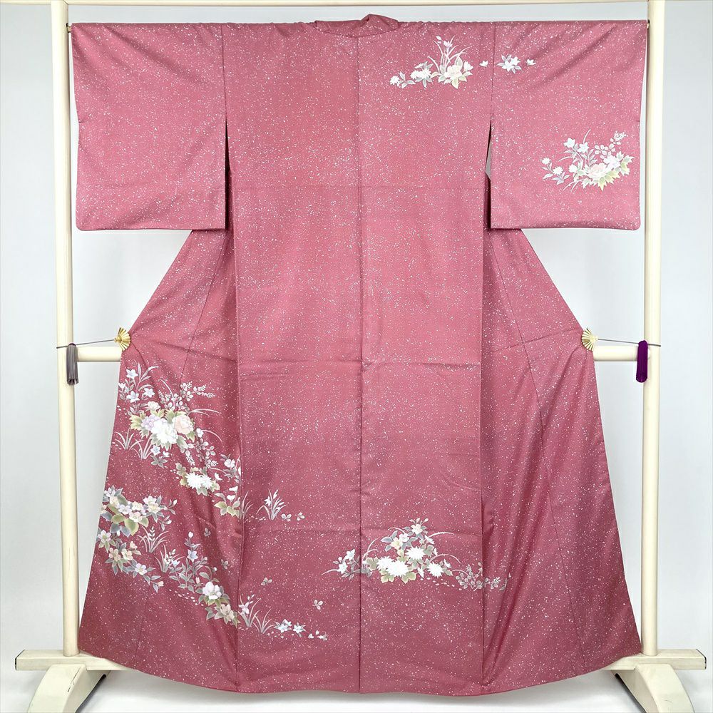 中古） 訪問着 水色 セミフォーマル 染め 銀彩 桜 袷【身丈】153cm【裄