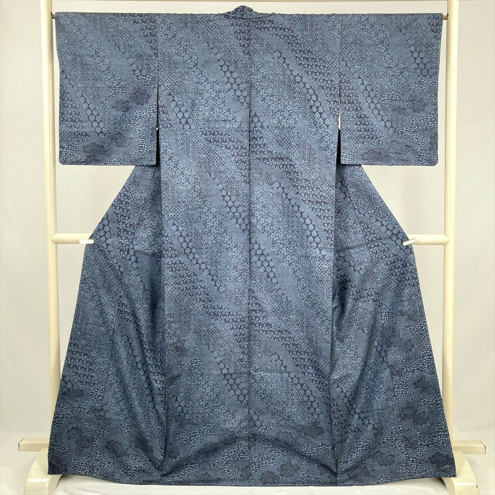 中古）袋帯 濃紺 カジュアル 六通 織り 鱗文 絹