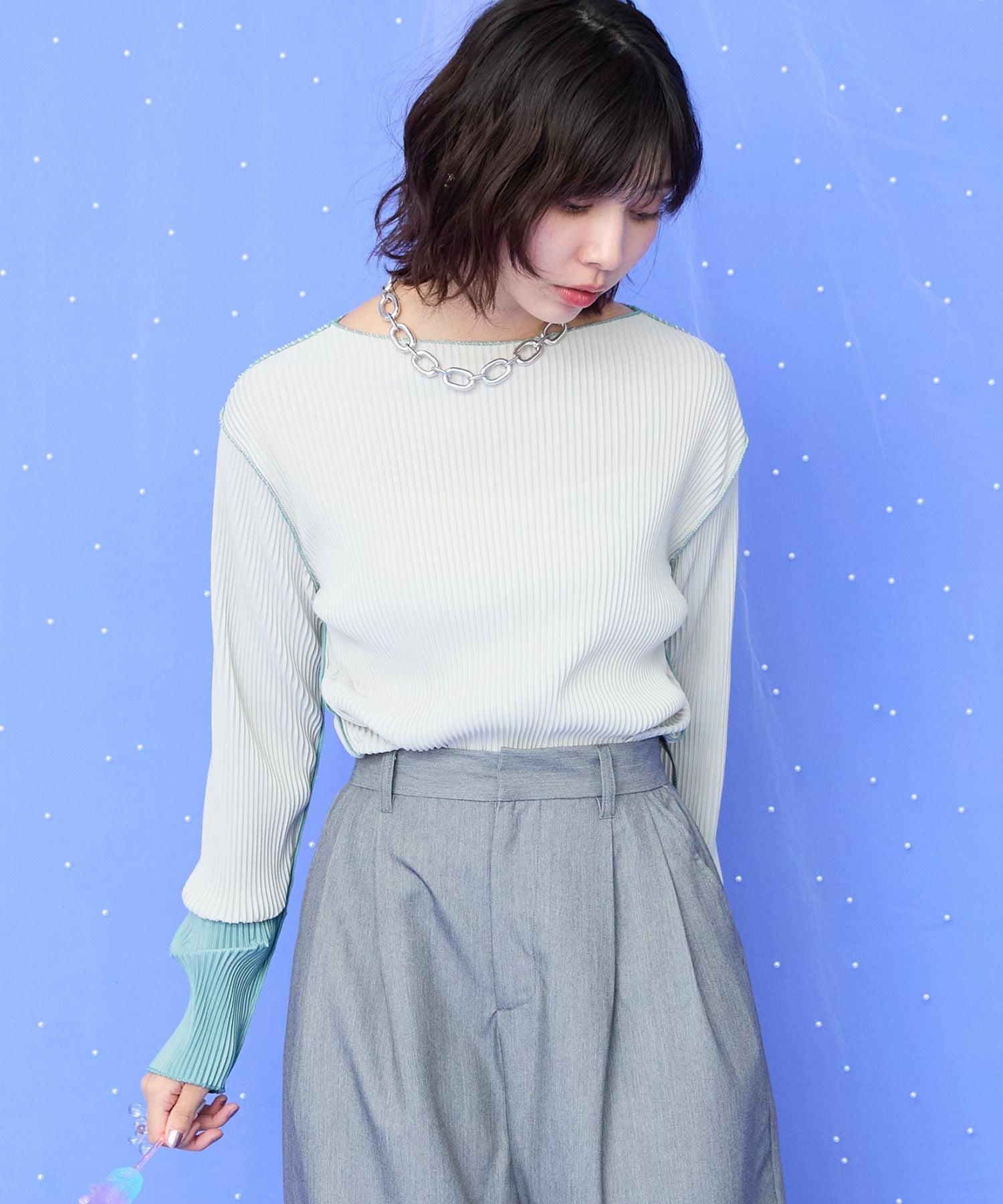 レディース トップス カットソー バイカラー 長袖 薄手｜JETSET SOLO