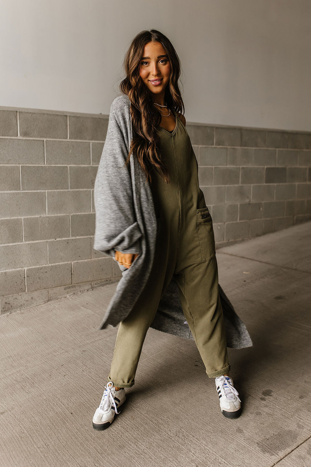 Oversized Midi Layering Sweater | Lucy Cozy Cardigan - Grey