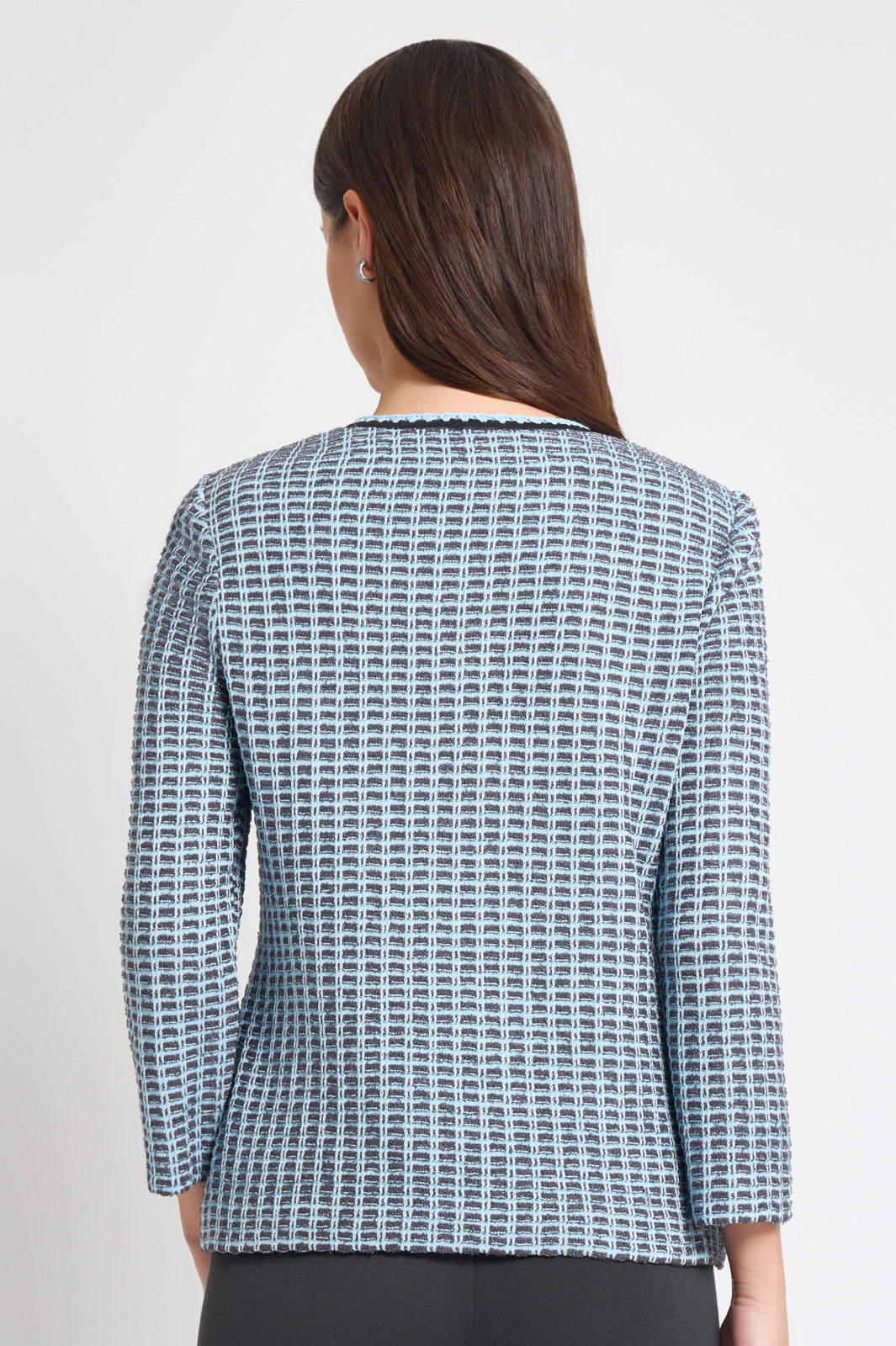 Plus Size Heritage Fit Tweed Knit Jacket with Crochet Trim | Ming Wang