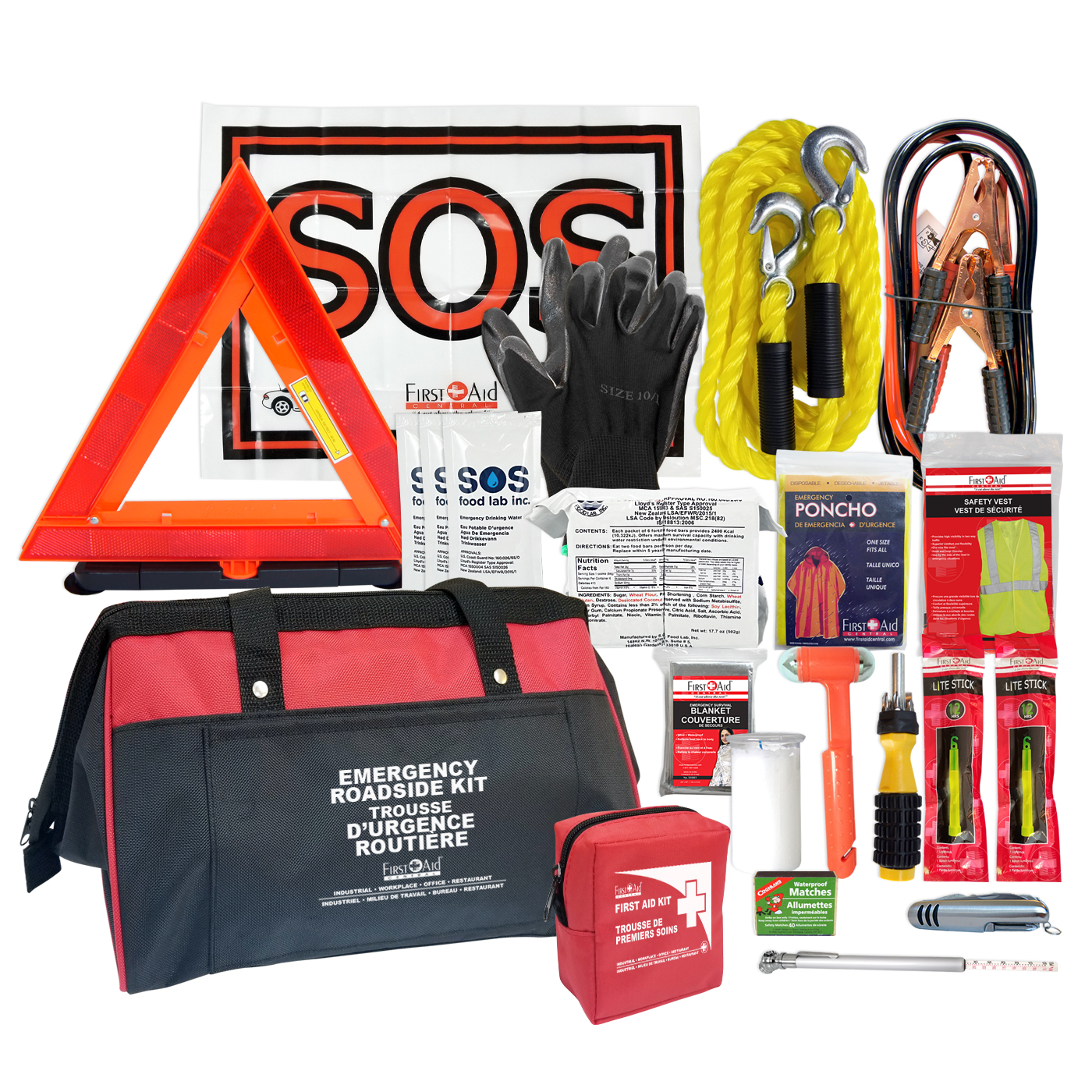 First Aid Central FAC-EV02 Emergency Roadside Vehicle Kit