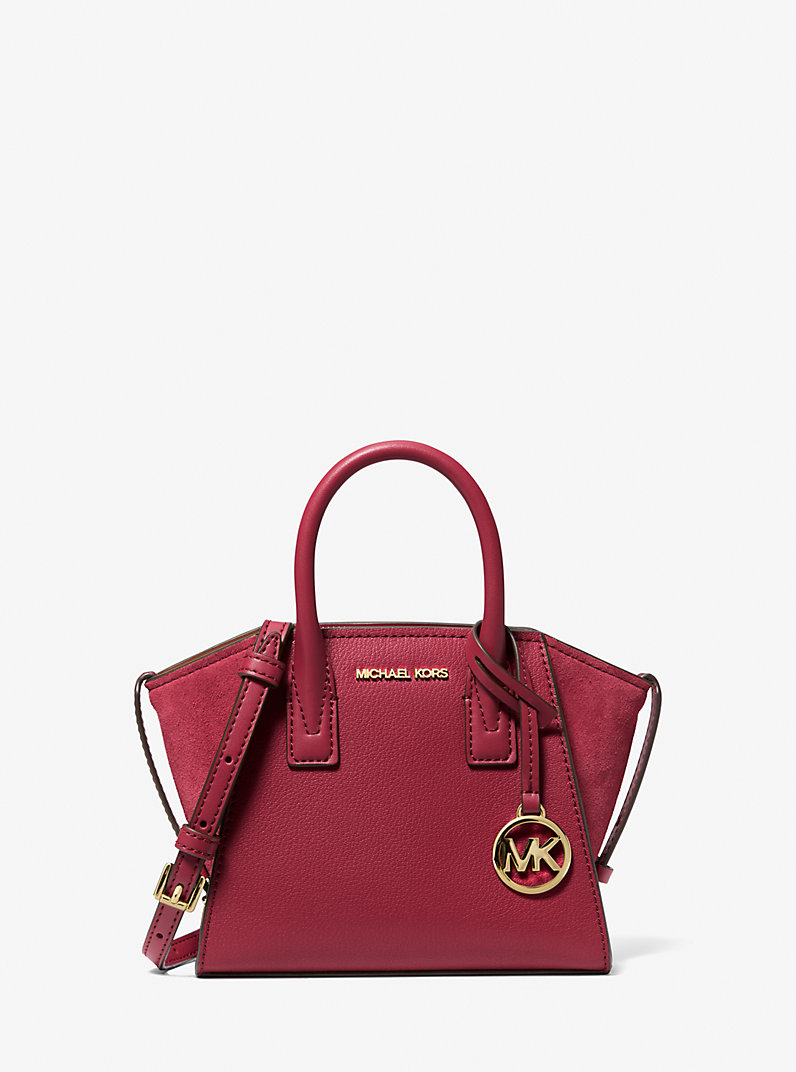 Avril Extra-Small Leather and Suede Satchel in CHERRY - Sale