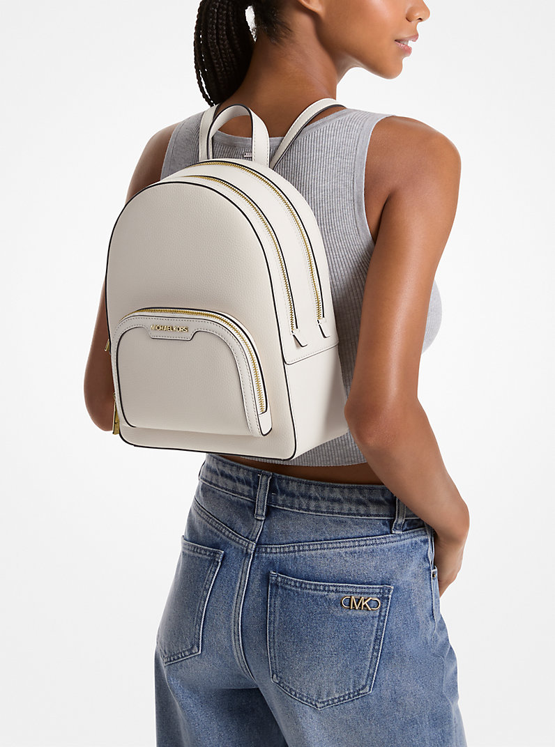 Jaycee Medium Pebbled Leather Backpack in LT CREAM | Michael Kors [ID]