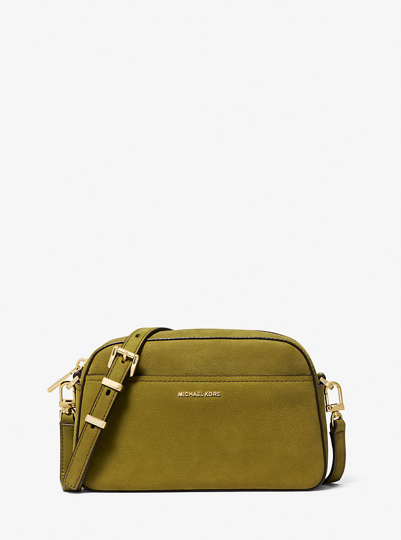 Jet Set Small Nubuck Camera Crossbody Bag in PISTACHIO - Sale