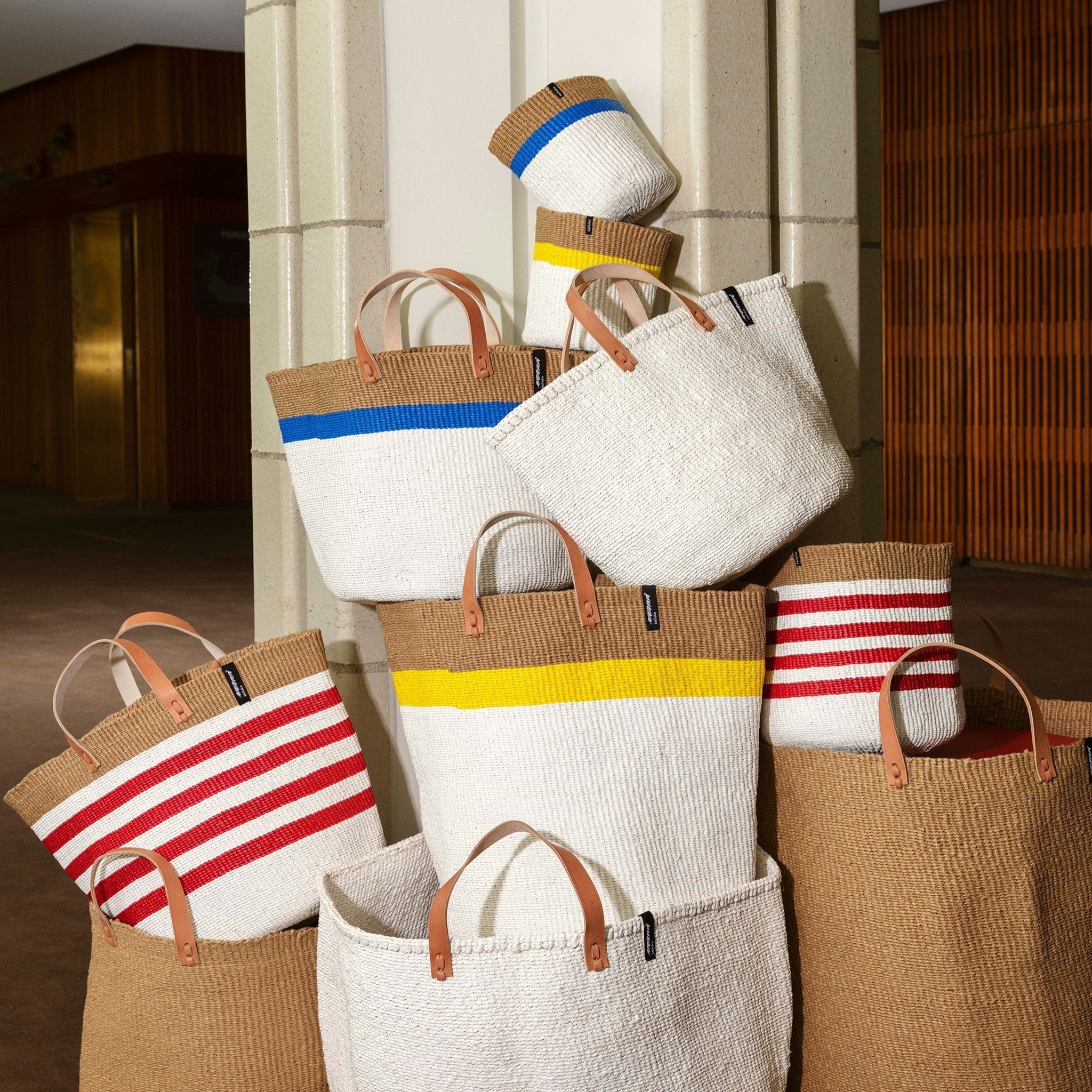 Fair Trade handmade white market basket M