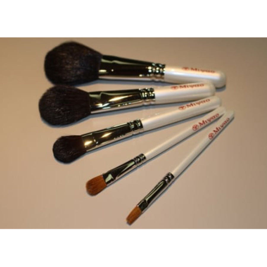 癒しの熊野化粧筆宮尾＞熊野筆メイクブラシ5本セットホワイトパール