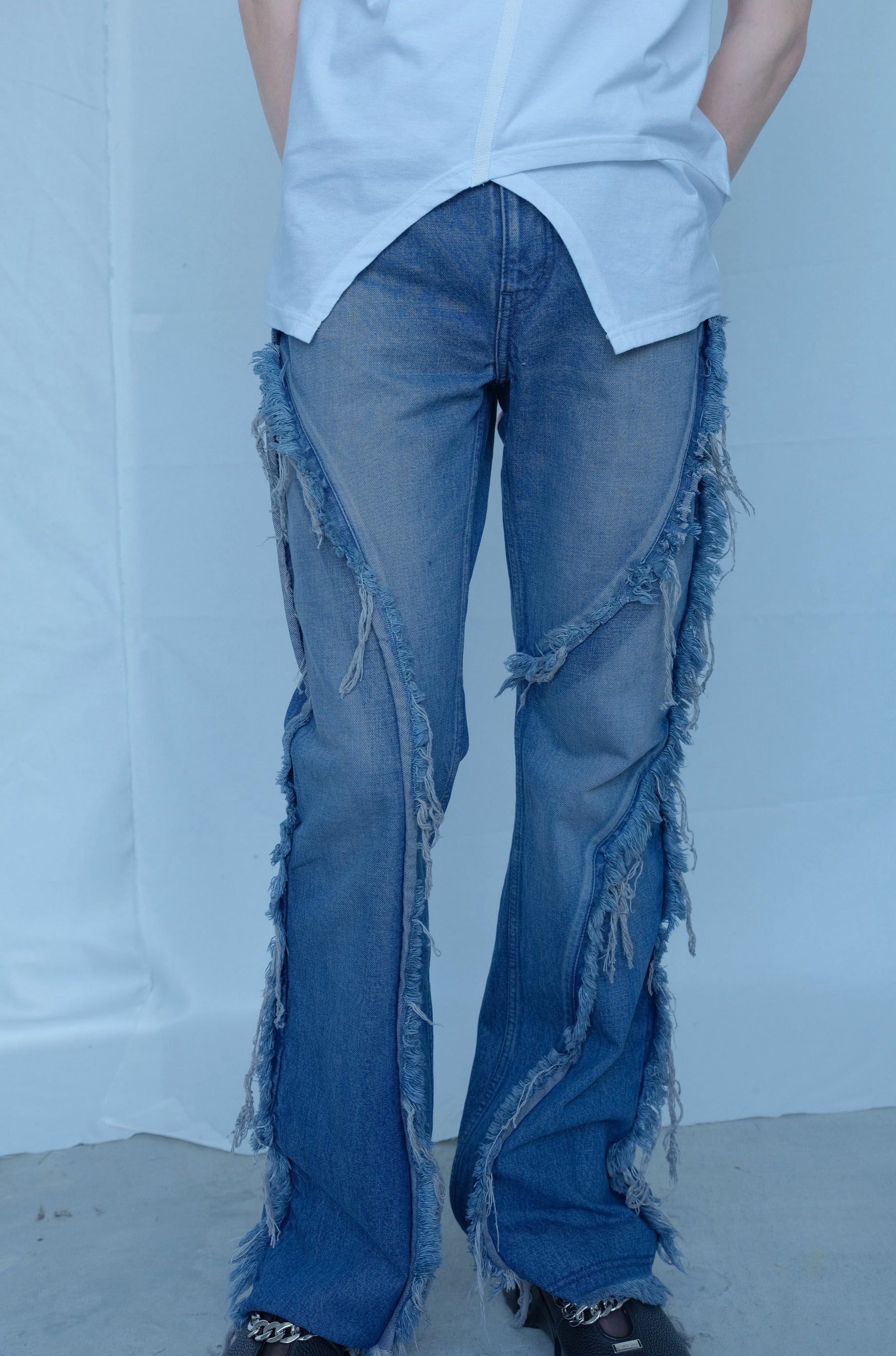 Fringe Flare Denim Pants – MIKAGE SHIN