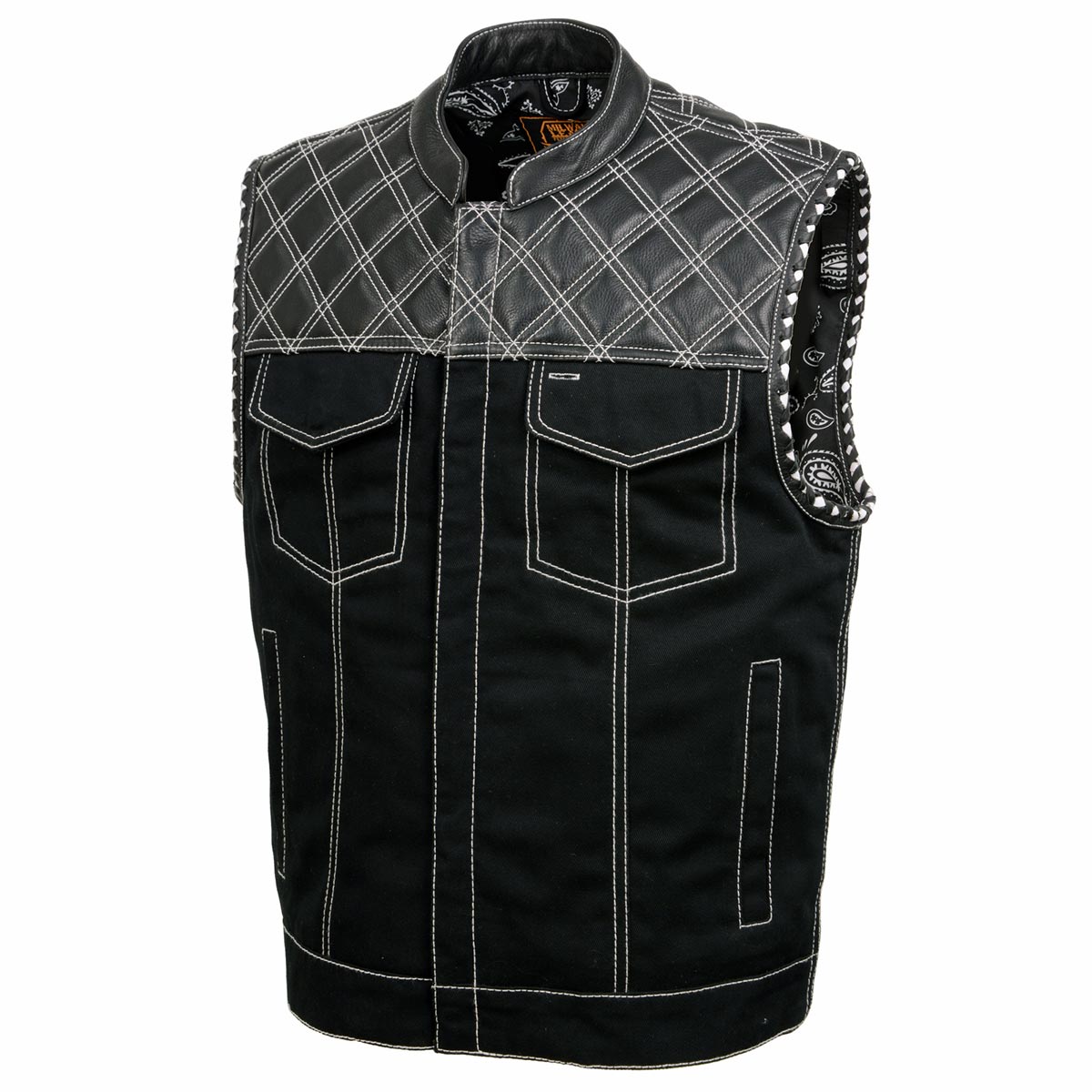 Milwaukee Leather MDM3035 Men's Wrecker Club Vest – Black Denim